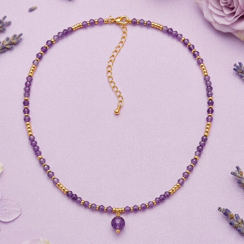 Collier perlé améthyste
