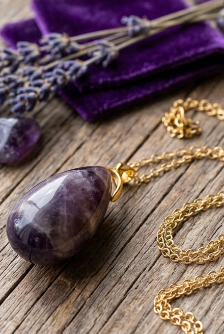 Collier goutte améthyste rubanée