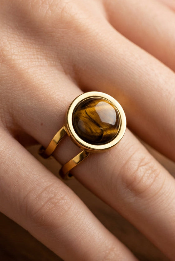 Bague ronde œil de tigre