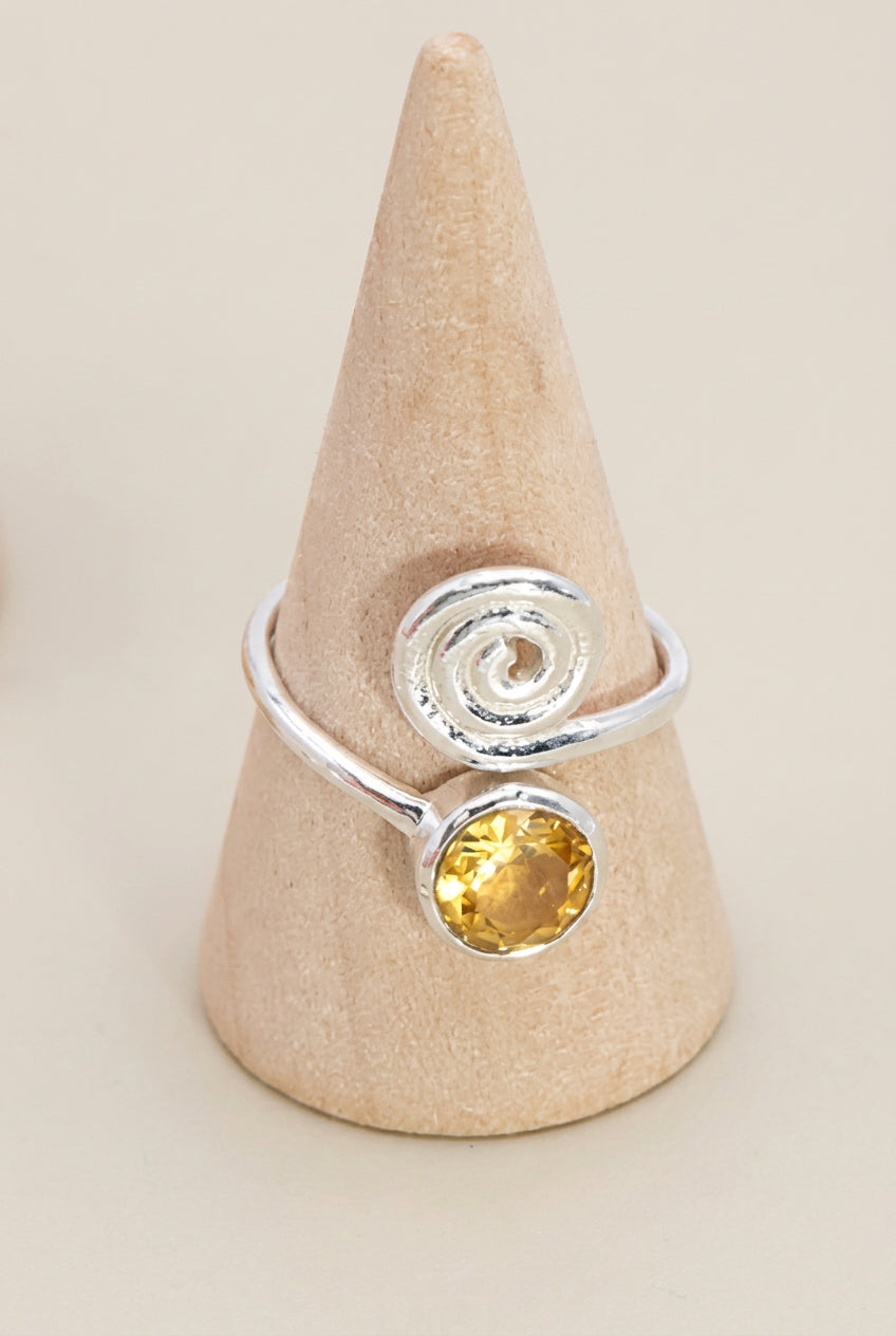 Bague argent tourbillon citrine