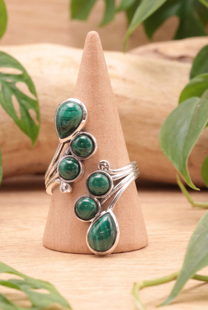 Bague argent malachite verte