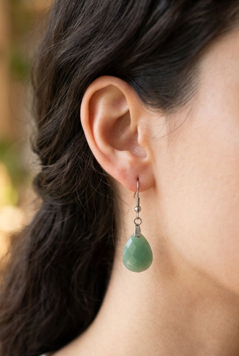 Boucles goutte aventurine verte
