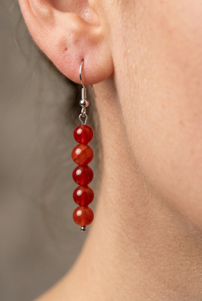 Boucles perlées cornaline