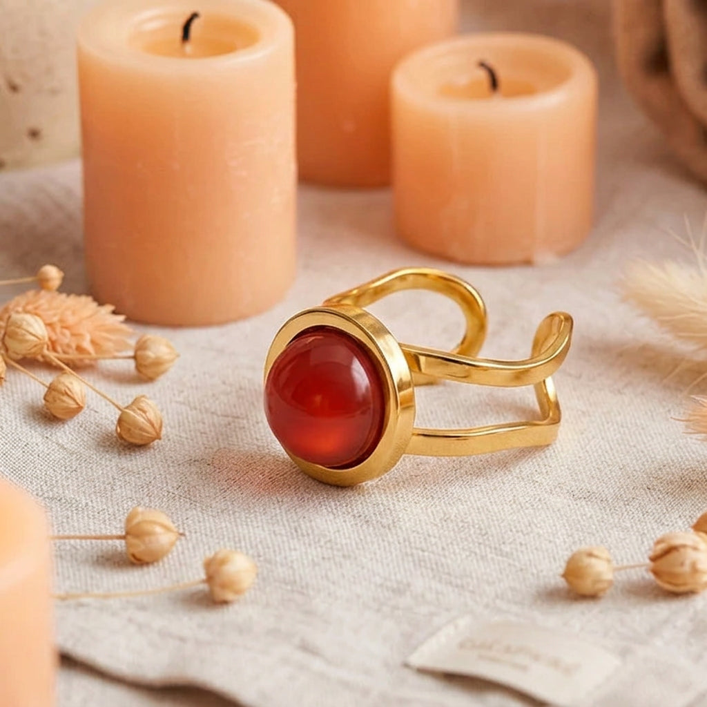 Bague ronde cornaline