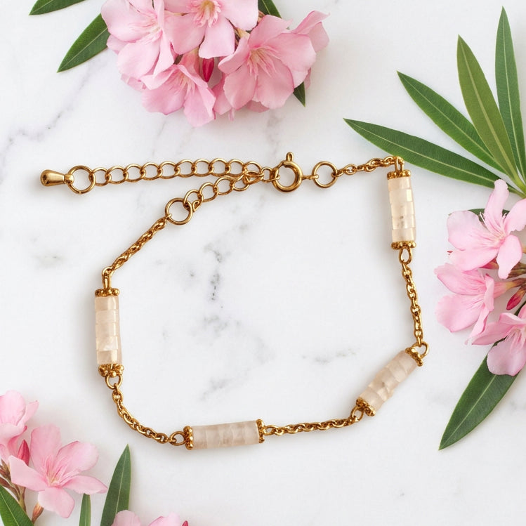 Bracelet chaîne quartz rose