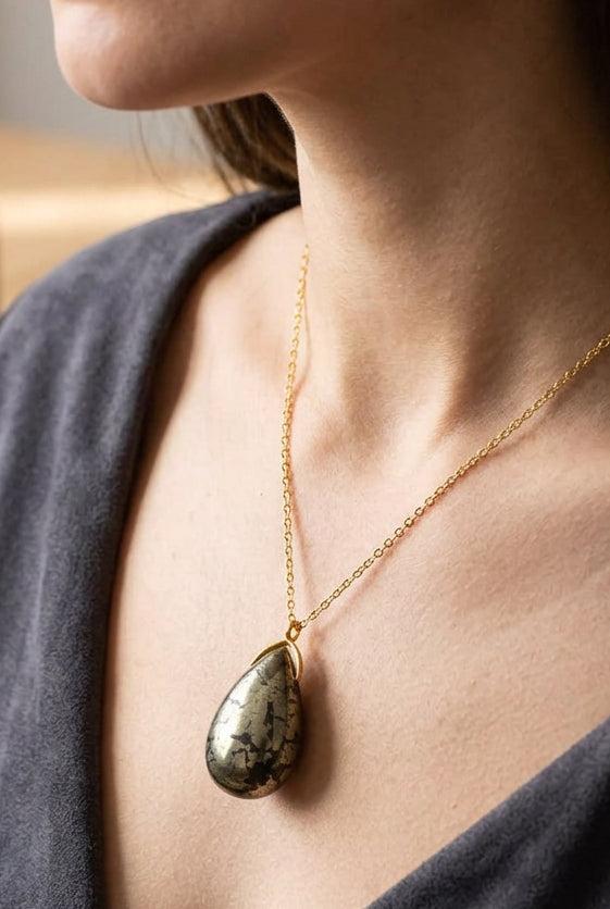 Collier goutte pyrite