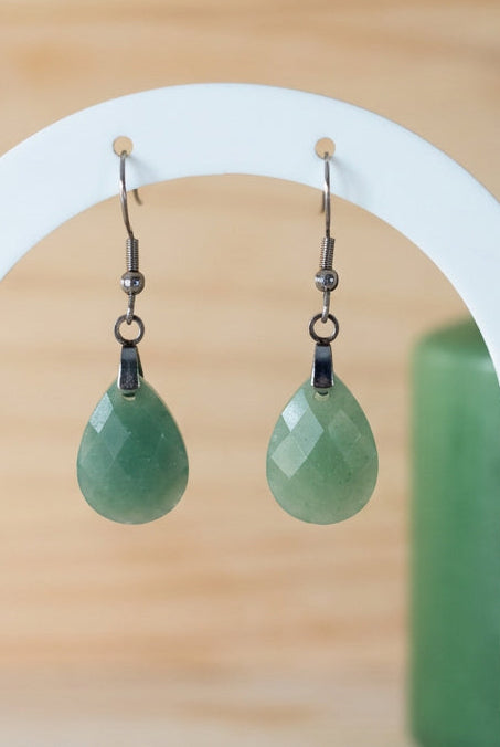 Boucles goutte aventurine verte