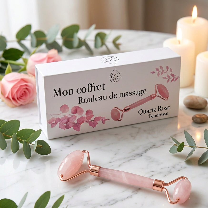 Rouleau de massage quartz rose