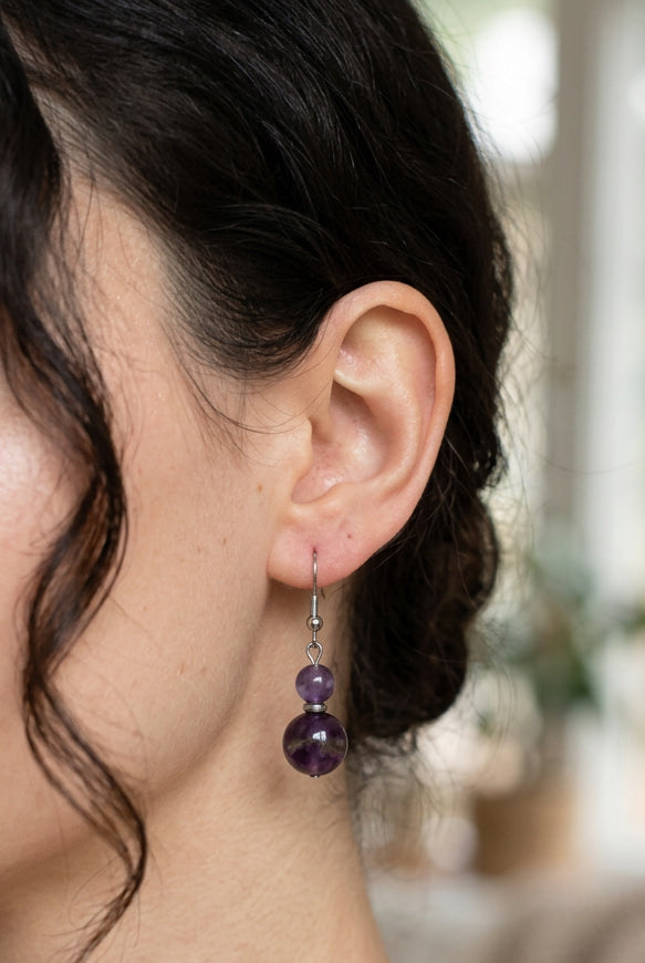 Boucles duo améthyste