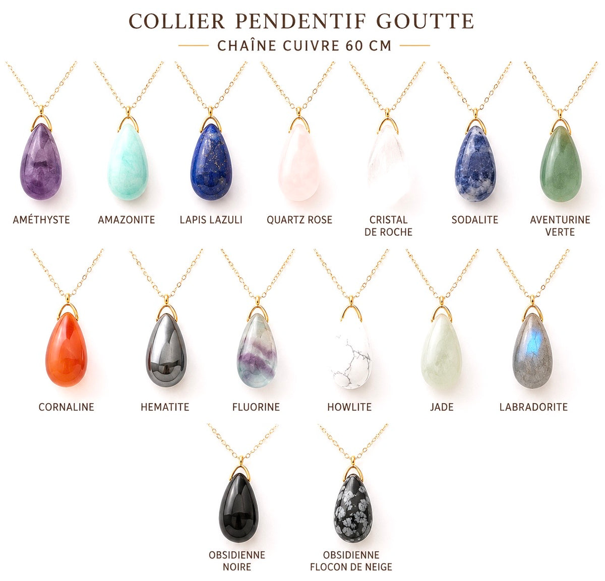 Collier goutte cornaline