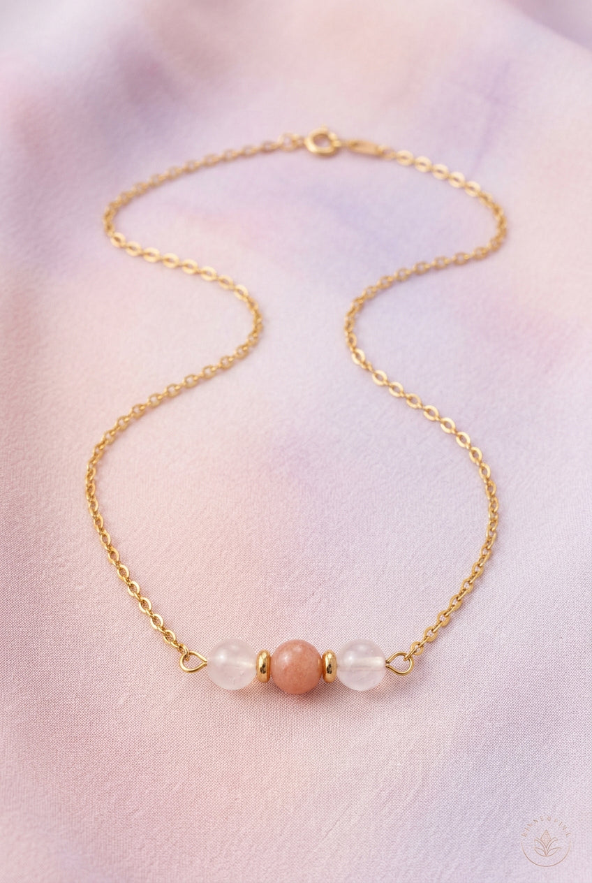 Collier pierre de lune et cristal de roche