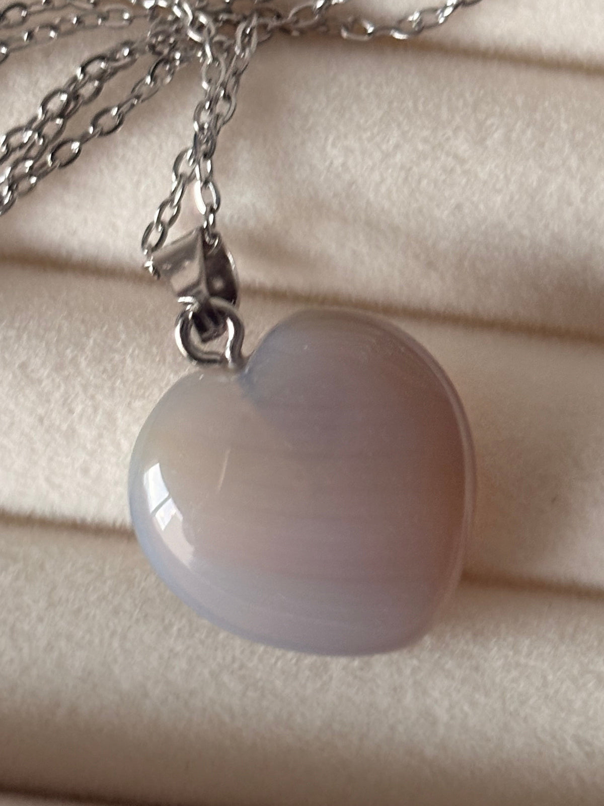 Pendentif cœur agate du Botswana
