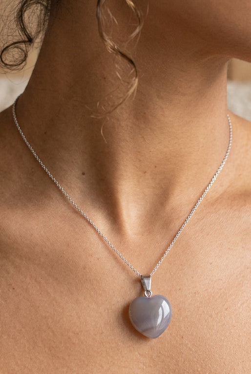 Pendentif cœur agate du Botswana