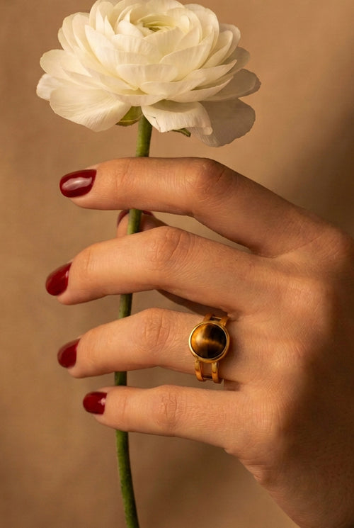 Bague ronde œil de tigre