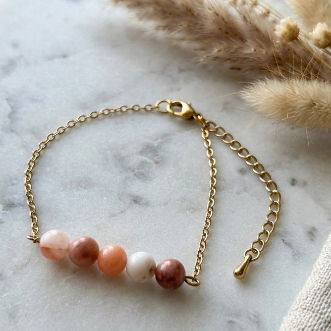 Bracelet chaîne aventurine rose