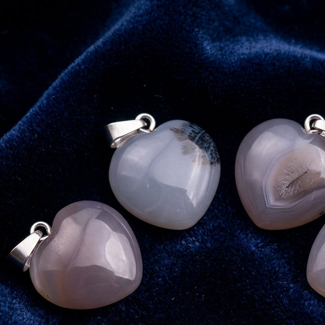 Pendentif cœur agate du Botswana