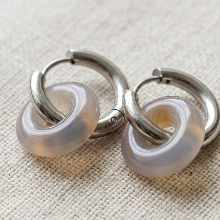 Boucles donut agate du Botswana
