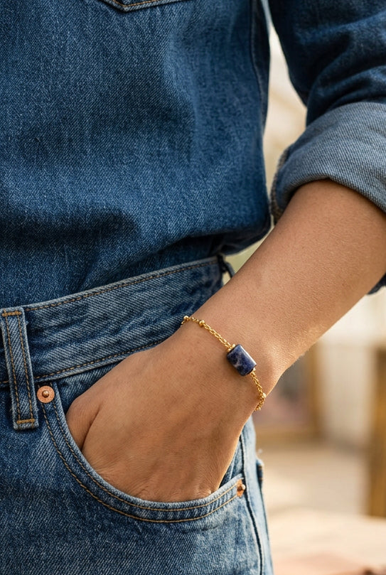 Bracelet cylindre sodalite