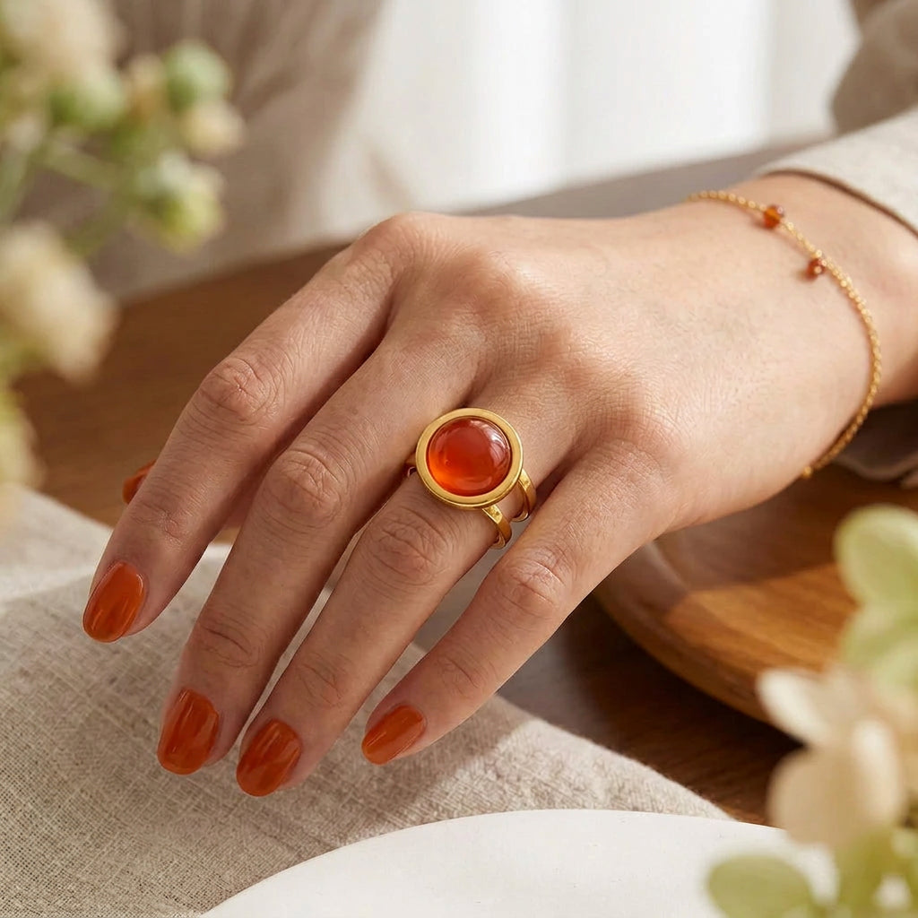Bague ronde cornaline