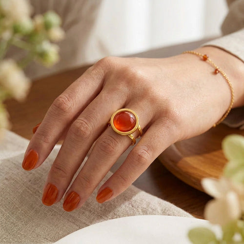 Bague ronde cornaline