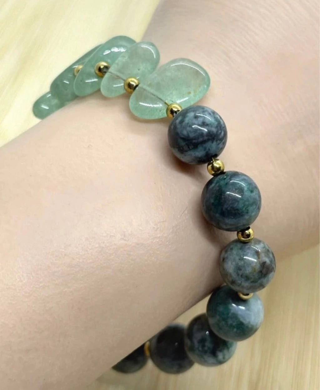 Bracelet émeraude et aventurine verte