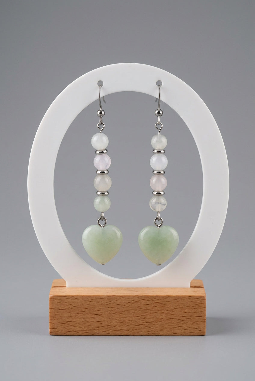 Boucles cœur jade vert