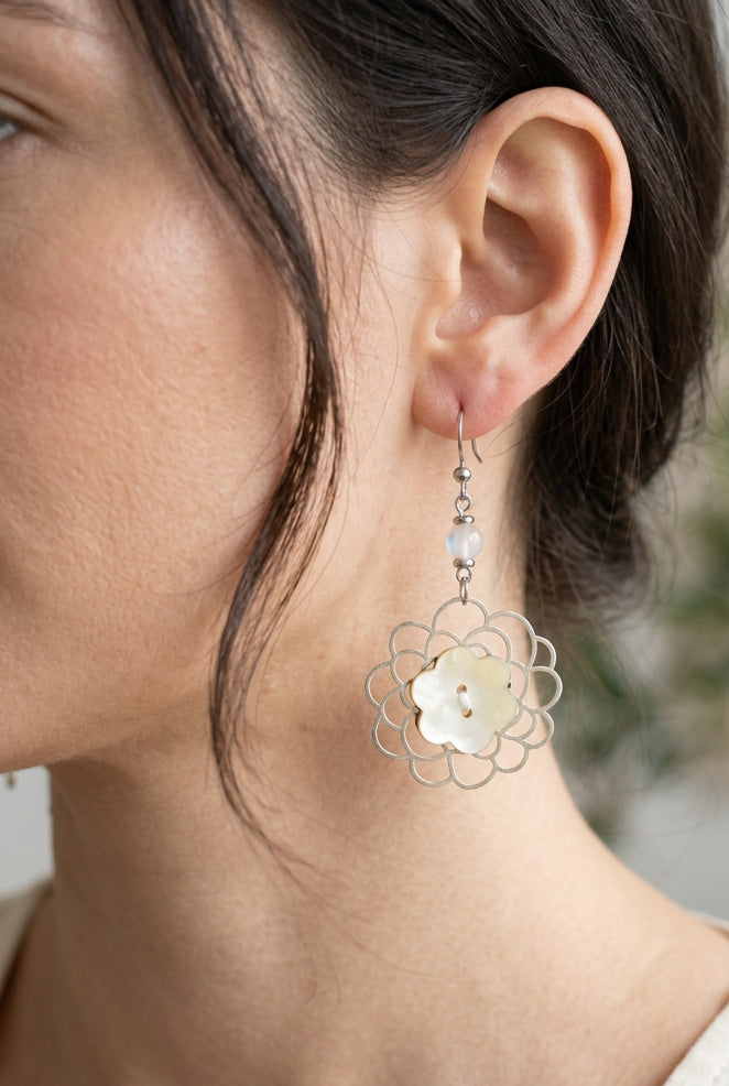 Boucles d’oreilles bouton labradorite