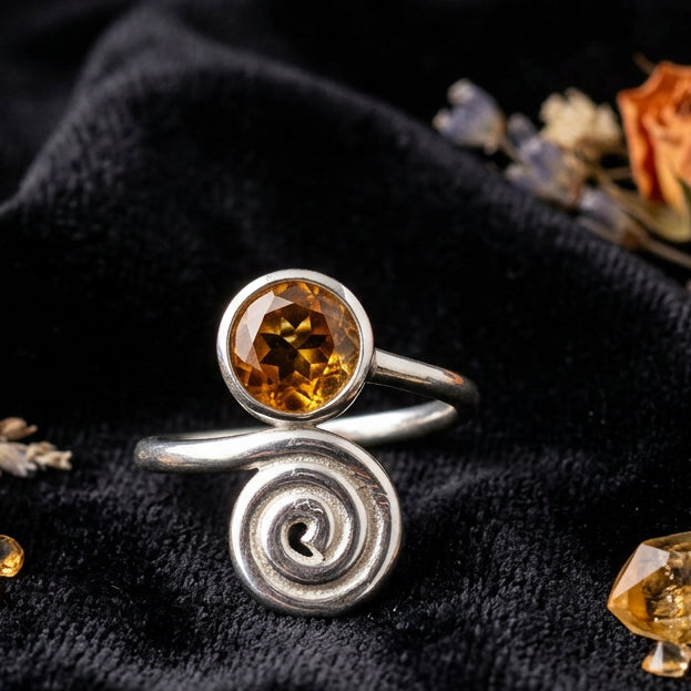 Bague argent tourbillon citrine