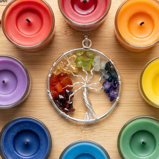 Pendentif arbre de vie 7 chakras