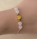 Bracelet cœur quartz rose