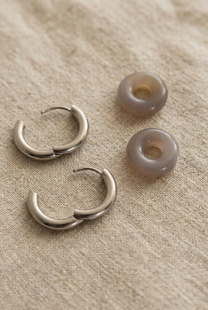 Boucles donut agate du Botswana