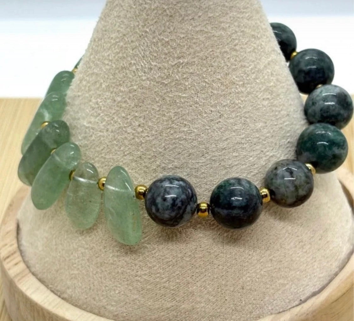Bracelet émeraude et aventurine verte