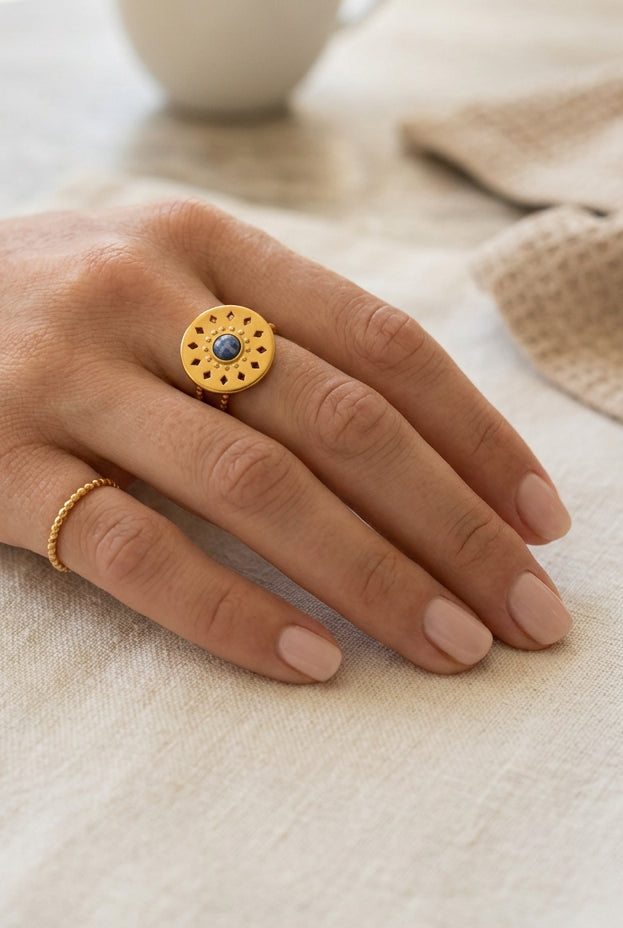Bague aztèque sodalite