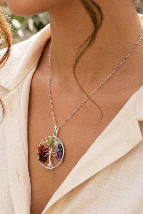 Pendentif arbre de vie 7 chakras
