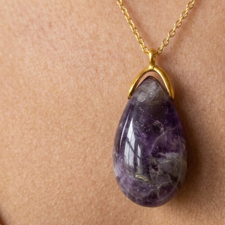 Collier goutte améthyste rubanée