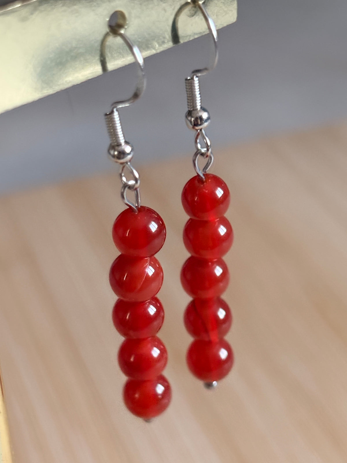 Boucles perlées cornaline
