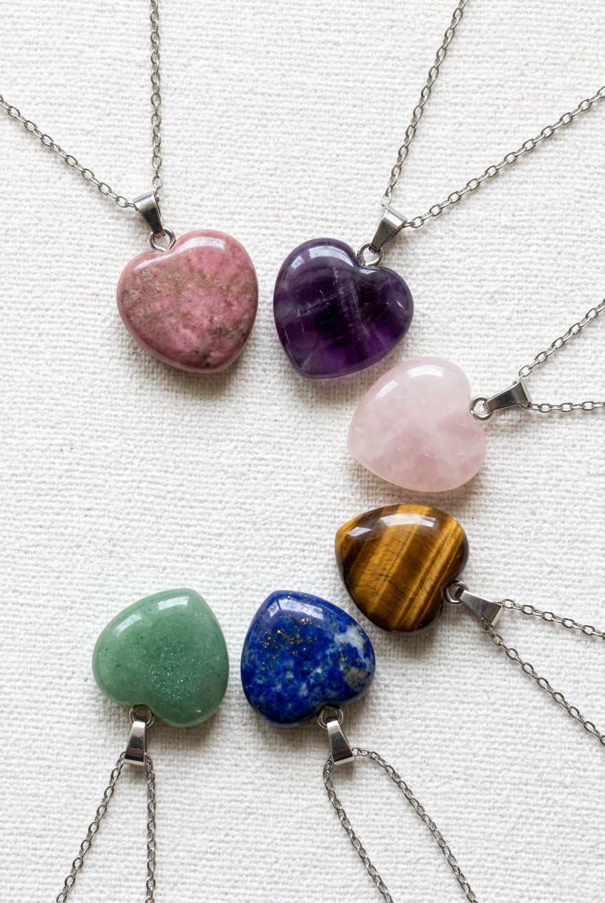 Pendentif coeur rhodonite