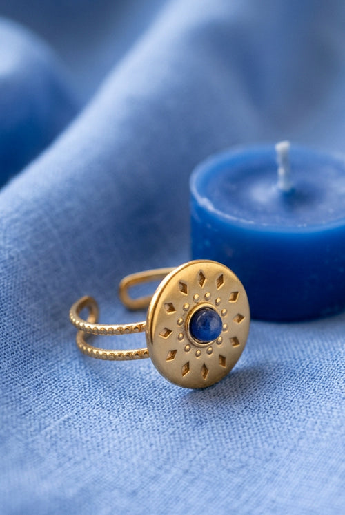 Bague aztèque sodalite