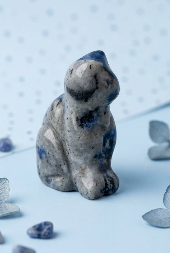 Figurine chat sodalite