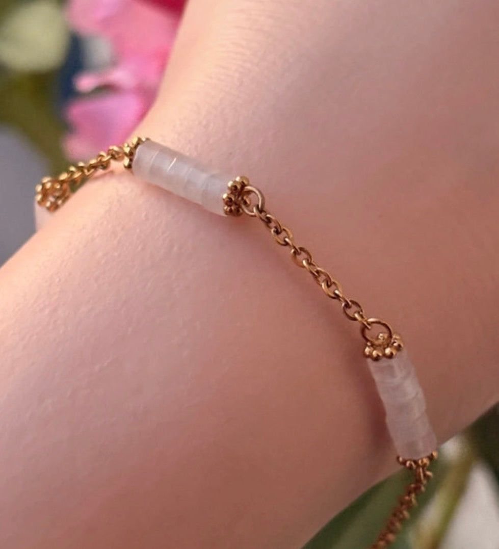 Bracelet chaîne quartz rose