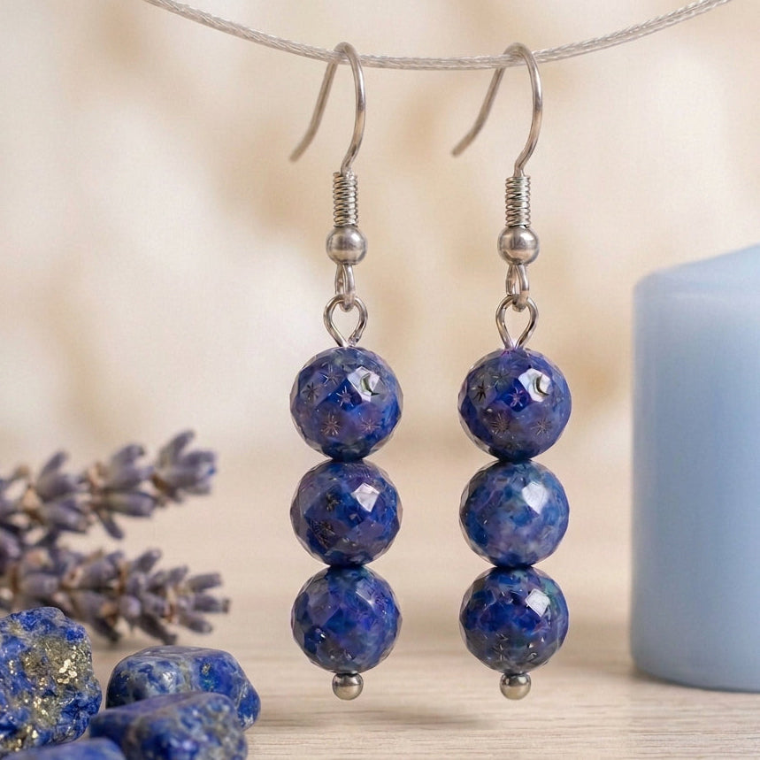 Boucles facettées lapis lazuli