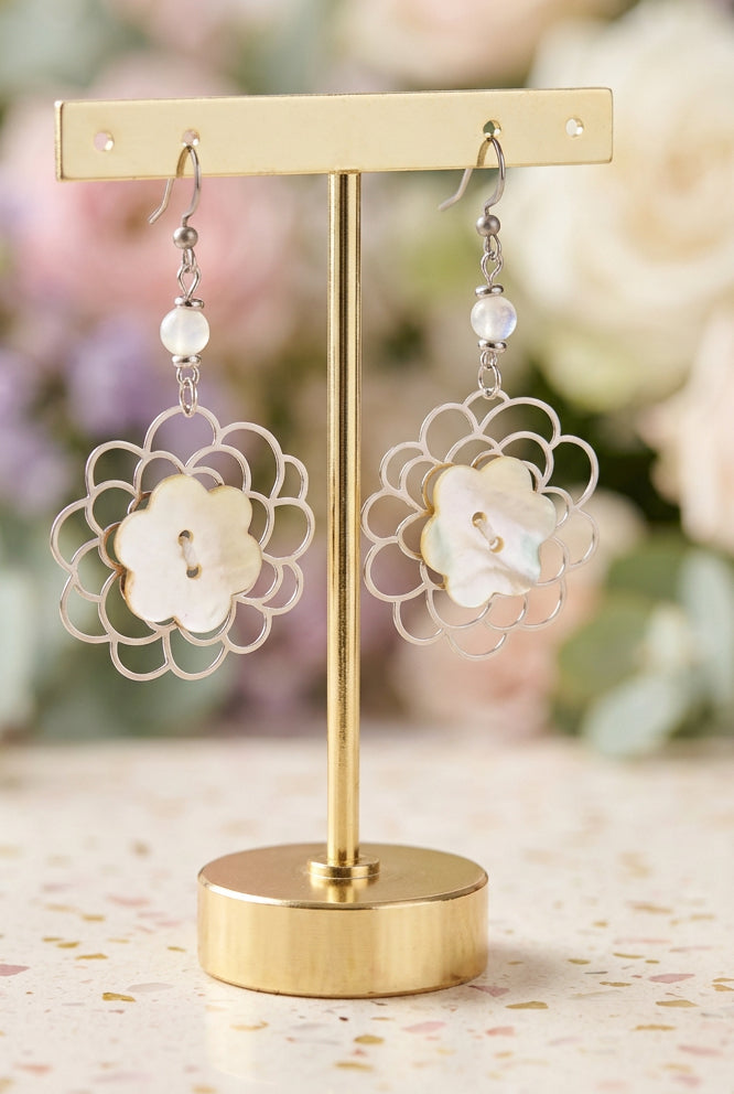 Boucles d’oreilles bouton labradorite