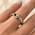 Bague jaspe dalmatien, cristal de roche et onyx