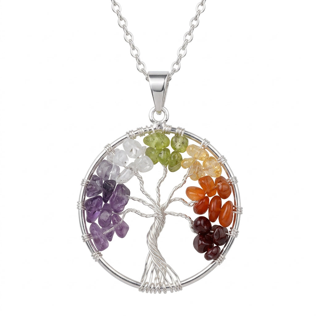 Pendentif arbre de vie 7 chakras