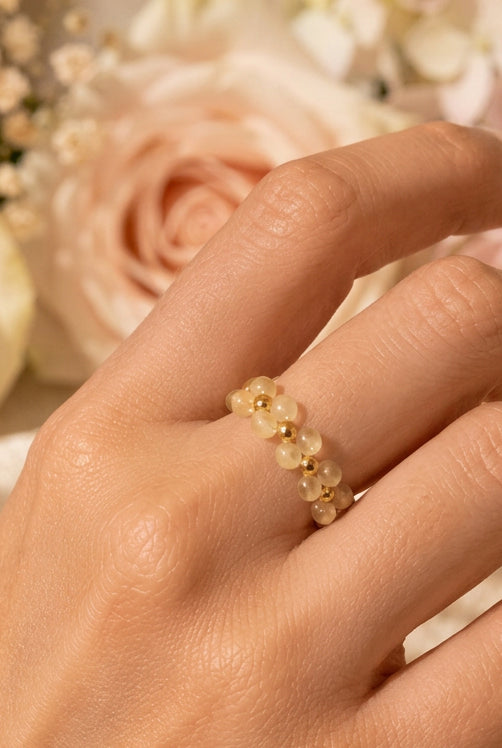 Bague élastique fleur citrine