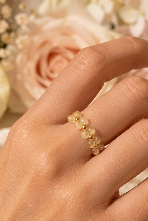 Bague élastique fleur citrine