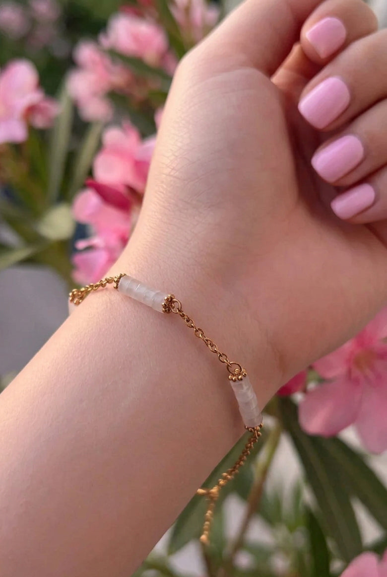Bracelet chaîne quartz rose