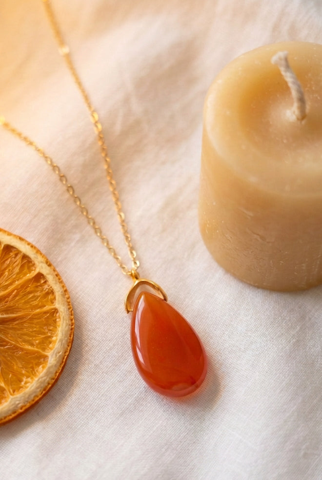 Collier goutte cornaline