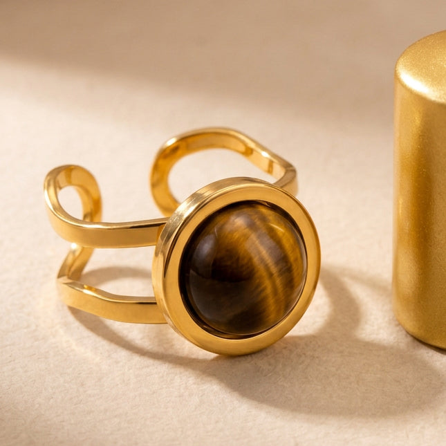 Bague ronde œil de tigre