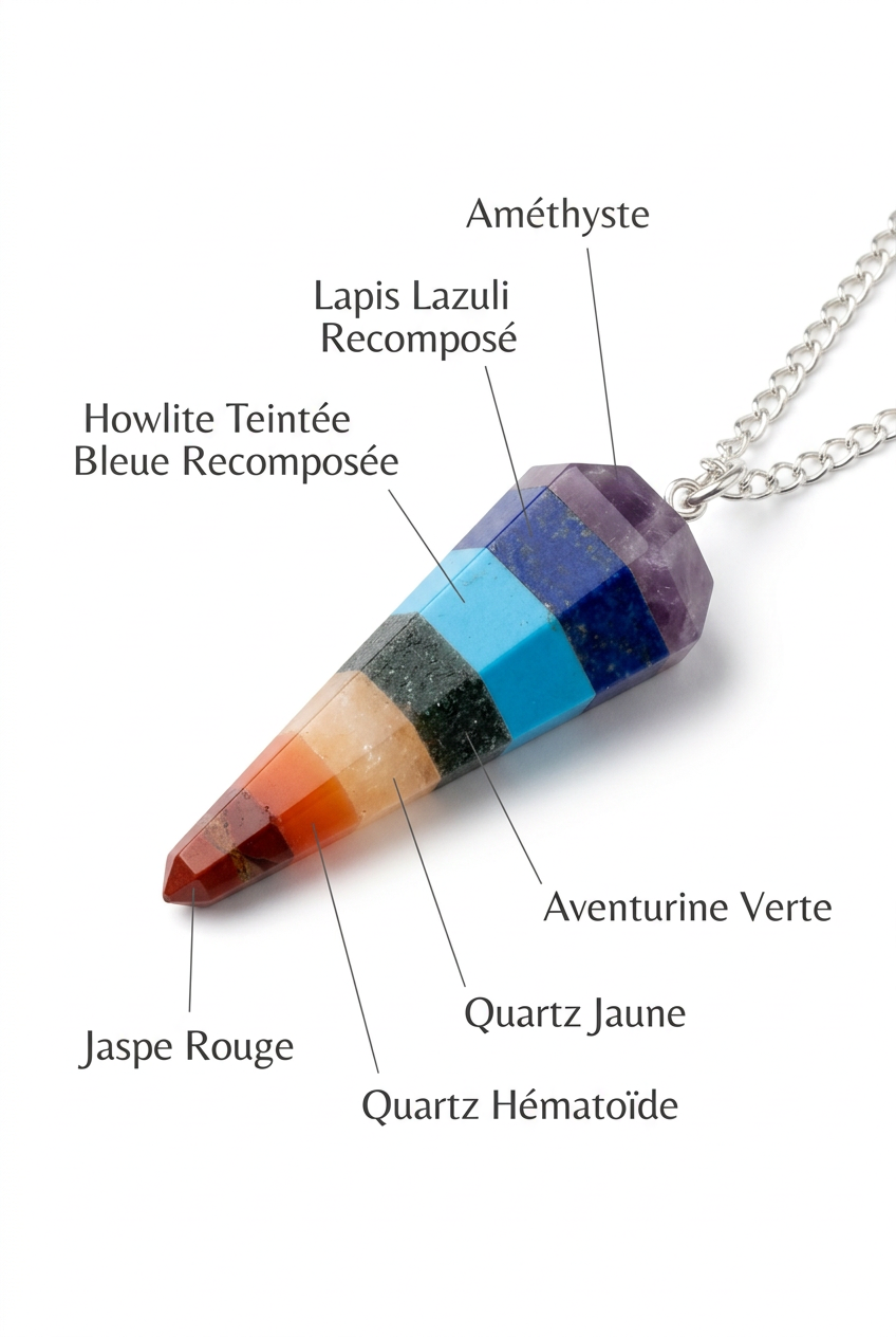 Pendule hexagonal 7 chakras